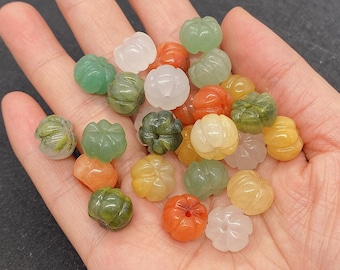 5 beads Natural Stone pumpkin beads,9×13mm Green Aventurine Yellow Jade pumpkin Shape Necklace Beads,5 beads