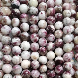 Natural  Plum Blossom Tourmaline Smooth Round Beads,4mm 6mm 8mm 10mm  12mm Tourmaline Beads Wholesale Supply,one strand 15&quot;