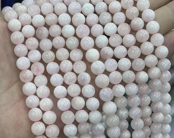 Natural Pink Morganite Gemstone Smooth Round Beads,6mm 8mm 10mm Morganite Beads Wholesale Supply,one strand 15"