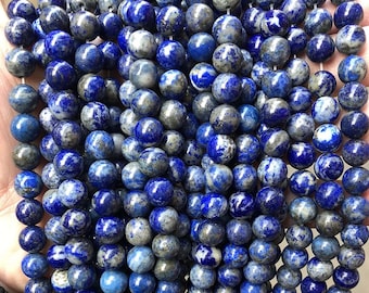Natural Lapis Lazuli Round Beads,4mm 6mm 8mm 10mm 12mm Lapis Lazuli Loose Beads Wholesale Supply,one strand 15&quot;