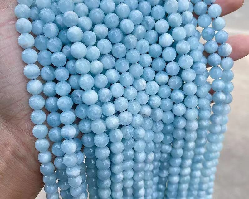 Natural Aquamarine Round Loose Beads - 15 Strands, Choose Size 4mm To 12mm 8 thumbnail image