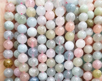 Natural Morganite Gemstone Smooth Round Beads,4mm 6mm 8mm 10mm 12mm Morganite Beads Wholesale Supply,one strand 15&quot;