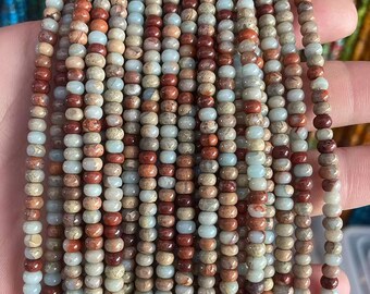 2x4mm Sea Sediment Imperial Jasper Rondelle Beads,10 colors Rondelle Beads,one strand 15",Rondelle beads