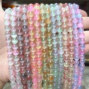 Double Color Cat eye Smooth Round Beads,6mm 8mm 10mm double color Cat&#39;s eye beads wholesale Supply,one strand 15&quot;