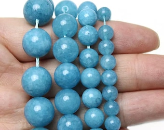 Aquamarine Smooth And Round Beads,4mm 6mm 8mm 10mm 12mm Aquamarine Beads Wholesale Supply,one strand 15&quot;