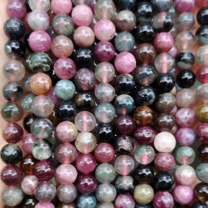 Natural Tourmaline Smooth Round Beads,4mm 6mm 8mm 10mm 12mm Tourmaline Beads Wholesale Supply,one strand 15&quot;