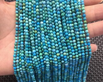3mm 4mm Natural Green Turquoise Small Size Smooth and Round Beads, Turquoise Loose Beads Wholesale Supply,One Strand 15"