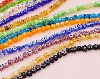 90 beads Coloured Glaze flower Beads,glaze DIY loose  Beads