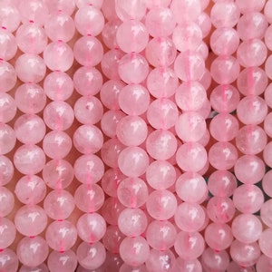 Cuentas redondas de cuarzo rosa natural, 4 mm, 6 mm, 8 mm, 10 mm, 12 mm y 14 mm, venta al por mayor, una tira de 38 cm.