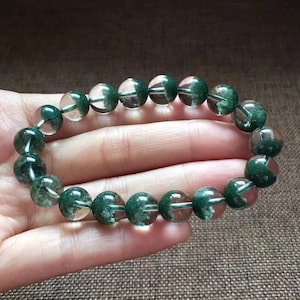 Natural AAAAAAA Chorite-Crystals Beads Bracelet,Green Phantom Quartz Beaded Bracelets Supply,Gift jewelry bracelets.