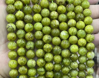 Natural AAAAA Green Opal Gemstone Smooth And Round Beads,6mm 8mm 10mm 12mm Opal Beads Wholesale Supply,one strand 15"