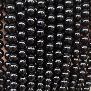 Natural AAAA Black Tourmaline Gemstone Smooth Round Beads,4mm 6mm 8mm 10mm 12mm Black Tourmaline Beads Wholesale Supply,one strand 15".