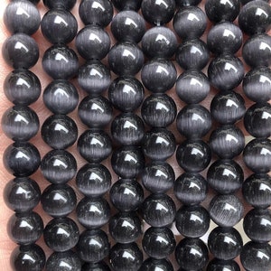 Grey Cat eye Gemstone Smooth Round Beads,4mm 6mm 8mm 10mm 12mm Cat&#39;s eye beads wholesale Supply,one strand 15&quot;