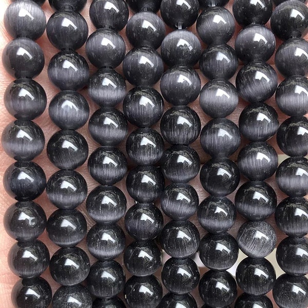 Grey Cat eye Gemstone Smooth Round Beads,4mm 6mm 8mm 10mm 12mm Cat’s eye perles wholesale Supply, one strand 15 »