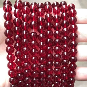 5 strands Wine Red Glass Round Beads,4mm 6mm 8mm 10mm 12mm Smooth Round Glass Beads,one strand 15&quot;,Glass beads.