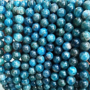 Natural AA Blue Apatite Smooth Round Beads,6mm 8mm 10mm 12mm Blue Apatite Beads Wholesale Supply,one strand 15 image 3