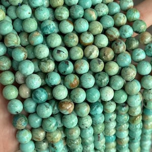 Natural Peruvian Turquoise Smooth Round Beads,Natural Turquoise Beads,6mm 8mm 10mm Natural beads,one strand 15&quot;,Turquoise beads
