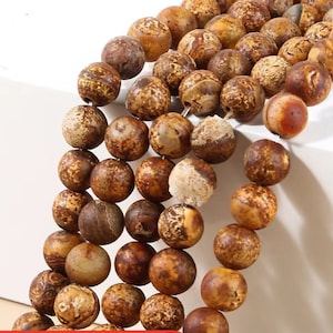 Natural Tree Bark Agate Round Beads, 6mm 8mm 10mm Agate Beads Wholesale Supply,one strand 15&quot;
