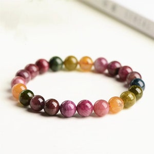 Natural AAAAA Multicolor Tourmaline Beads Bracelet,Wholesale Beaded Bracelets Supply,Gift jewelry bracelets.