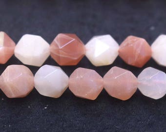 Natural Faceted Multicolor Moonstone Nugget Beads,Moonstone Beads,6mm 8mm 10mm 12mm Natural Star Cut Faceted Moonstone beads,one strand 15"
