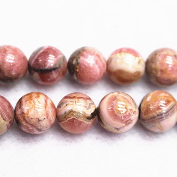 Natural Rhodochrosite Gemstone Round Beads,Natural Rhodochrosite Beads,4mm 6mm 8mm 10mm 12mmNatural beads,one strand 15",Rhodochrosite beads