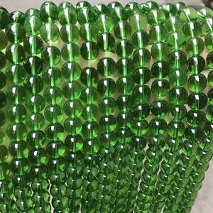 5 strands Green Glass Round Beads,4mm 6mm 8mm 10mm 12mm Smooth Round  Glass Beads,one strand 15&quot;,Glass beads.