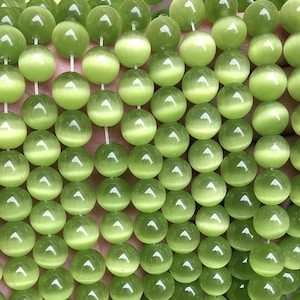 Green Cat eye Gemstone Smooth Round Beads,4mm 6mm 8mm 10mm 12mm Cat&#39;s eye beads wholesale Supply,one strand 15&quot;