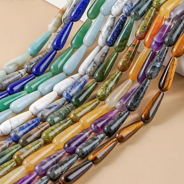 10x30mm Natural Gemstone Teardrop Loose Beads Supply,one strand 15"