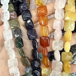10mm Natural Square Faceted Gemstone Loose Beads, Gemstone Faceted Square Nugget Beads,Wholesale Loose Beads Supply