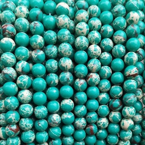 Natural Green Sea Sediment Imperial Jasper Smooth Round Beads,4mm-12mm Aqua Terra Jasper Beads,Impression Jasper Beads,one strand 15&quot;