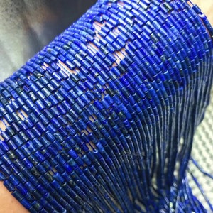 Natural Lapis Lazuli Tube beads,About 2x4mm Tube Gemstone Nugget Beads,one strand 15&quot;