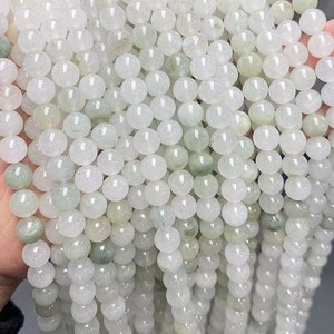 Contas redondas lisas de jade de gelo natural, contas de jade de 4 mm -10 mm, fornecimento por atacado, um fio de 15&quot;