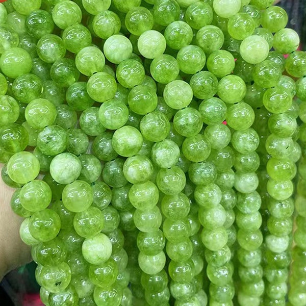 Peridot Smooth Round Beads,4mm 6mm 8mm 10mm 12mm  Perido Smooth  beads,one strand 15"