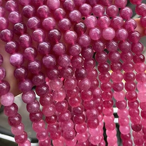 Pink Tourmaline Quartz Smooth Beads,4mm 6mm 8mm 10mm 12mm Smooth and Round pink tourmaline beads,one strand 15&quot;