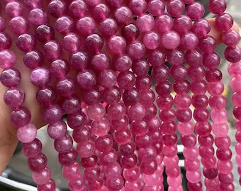 Pink Tourmaline Quartz Smooth Beads,4mm 6mm 8mm 10mm 12mm Smooth and Round pink tourmaline beads,one strand 15"