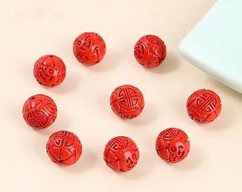 120 pcs Red Cinnabar Round Beads,6mm 8mm 10mm 12mm Cinnabar Beads Wholesale Supply,Bracelet Necklace Jewelry Accessories