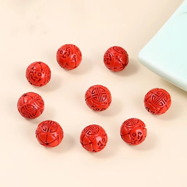 120 pcs Red Cinnabar Round Beads,6mm 8mm 10mm 12mm Cinnabar Beads Wholesale Supply,Bracelet Necklace Jewelry Accessories