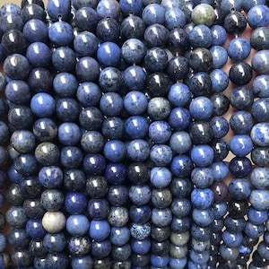 Natural Dumortierite Smooth Round Beads,4mm 6mm 8mm 10mm 12mm Blue Dumortierite Beads Wholesale Supply,one strand 15&quot;