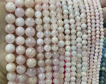 Natural Pink Morganite Gemstone Smooth Round Beads,6mm 8mm 10mm Morganite Beads Wholesale Supply,one strand 15"