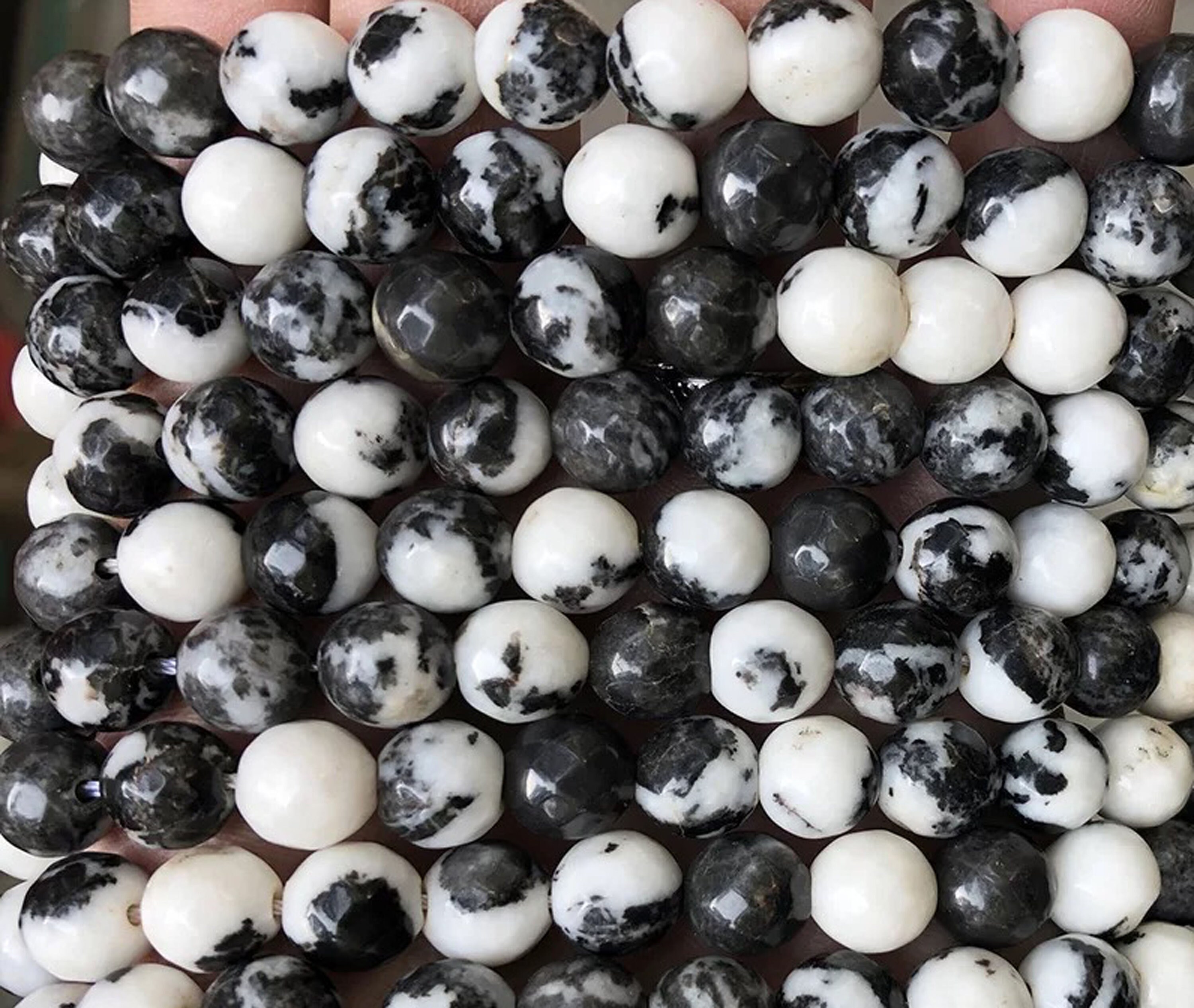 Natural Faceted Black White Zebra Jasper Round Beads4mm 6mm Etsy