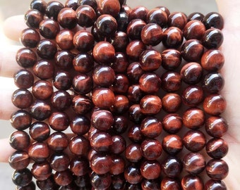 Natural AAAA Red Tigereye Smooth And Round Beads,4mm 6mm 8mm 10mm 12mm 14mm Tigereye beads Wholesale Supply,one strand 15"