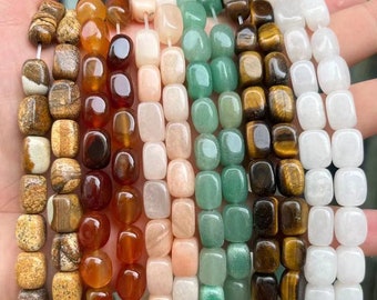 8x12mm Natural Gemstone Square Loose Beads,  Square Nugget Beads,Wholesale Loose Beads Supply,one strand 15"