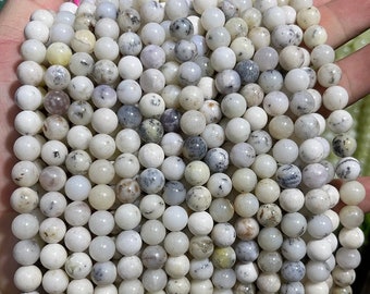 Natural White Opal Gemstone Smooth And Round Beads,6mm 8mm 10mm 12mm White Opal Beads Wholesale Supply,one strand 15"