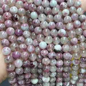 Natural AAA Plum Blossom Tourmaline Smooth Round Beads,4mm 6mm 8mm 10mm 12mm Tourmaline Beads Wholesale Supply,one strand 15&quot;