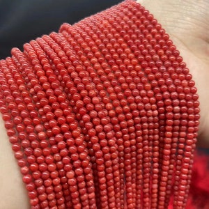 Rode koraalkralen, sieraden maken van koraalkralen, rode koraal ronde kralen, 2mm 3mm 4mm rec koraalkralen, één streng 15&quot;