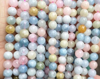 Natural AAAAA Morganite Gemstone Smooth Round Beads,4mm 6mm 8mm 10mm 12mm Morganite Beads Wholesale Supply,one strand 15"