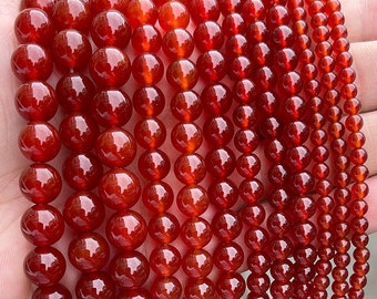 Natural AAAAAAA Red Agate Smooth Round Beads,4mm 6mm 8mm 10mm 12mm 14mm 16mm Red Agate Beads Wholesale Supply,one strand 15"