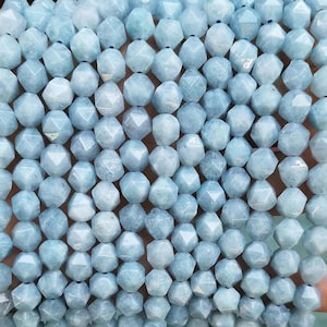 Natuurlijke Faceted Star Cut Aquamarijn Nugget Diamond Kralen, 6mm 8mm 10mm Aquamarijn Kralen, een streng 15&quot;