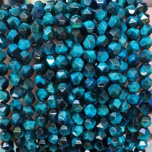 Star Cut Faceted Rolay Blue Tigereye Nugget Beads,6mm 8mm 10mm 12mm Faceted Tigereye beads,one strand 15&quot;