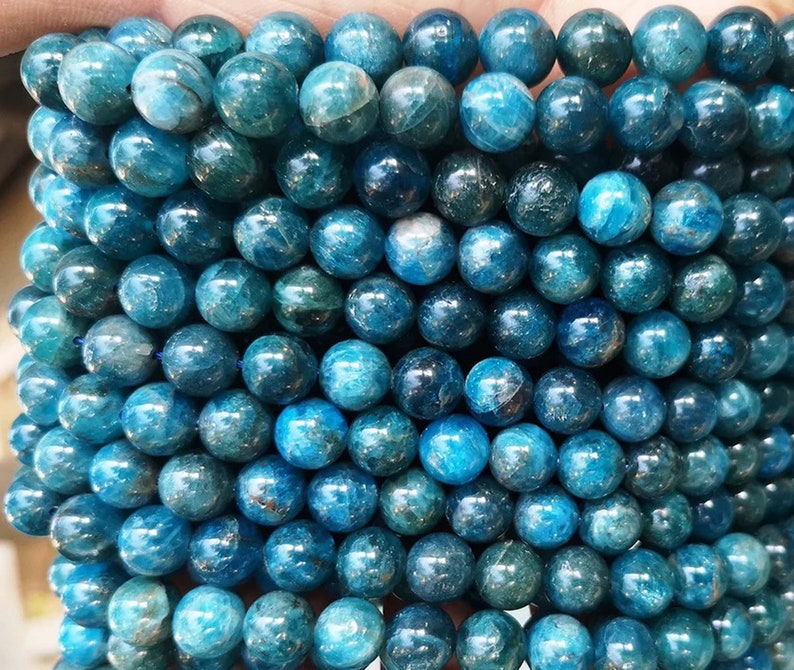 Natural AA Blue Apatite Smooth Round Beads,6mm 8mm 10mm 12mm Blue Apatite Beads Wholesale Supply,one strand 15 image 2